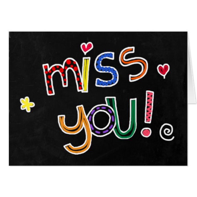 Colorful Hand Drawn Typography Red Heart Miss You Card (Front Horizontal)