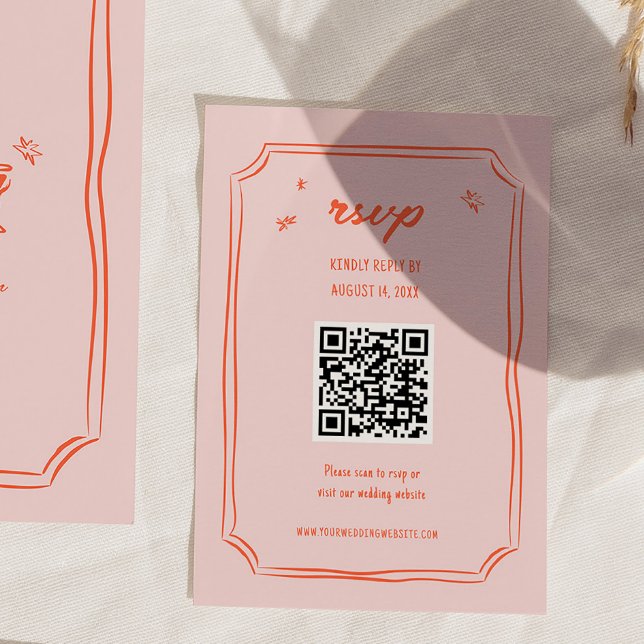 Colorful Hand Drawn Wedding Fun QR RSVP Cards (Creator Uploaded)