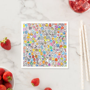 Colorful Hand Drawn Whimsical Pattern Napkins