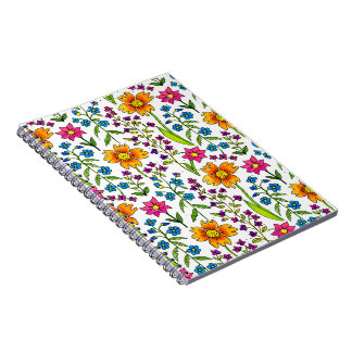 Colorful Hand-Drawn Wildflower Pattern  Notebook