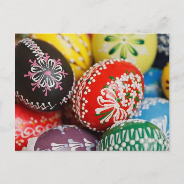 Colorful hand painted Easter Eggs Postcard (Front)