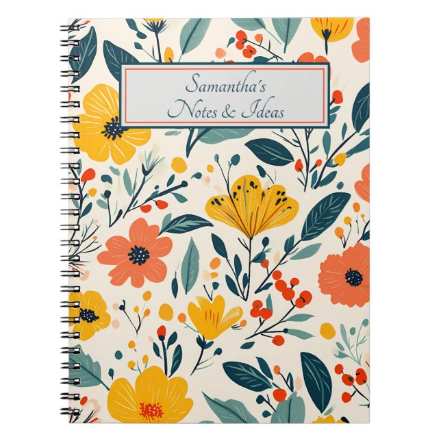 Colorful Hand-painted Floral Flowers Notebook (Front)