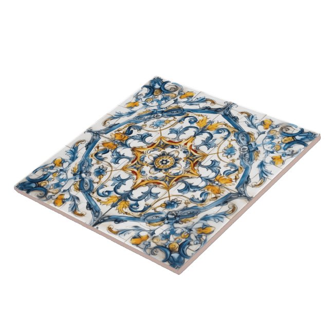 Colorful Hand-Painted Floral Tiles (Side)