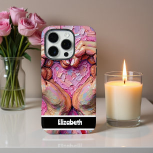 Colorful Hand Painted Heart Design Personalization iPhone 16 Pro Case