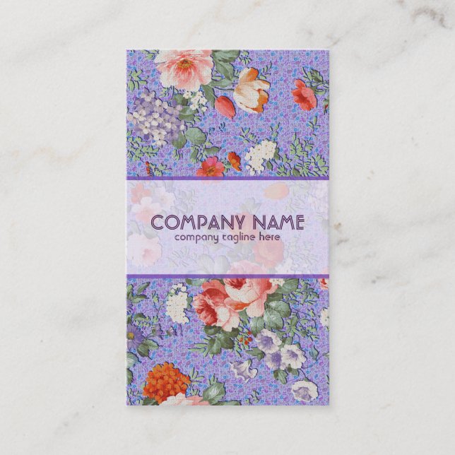 Colorful Hand Painted Rustic Flower-Purple Back Business Card (Front)