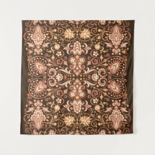 Colorful hand painted sugar skulls, calaveras in a tapestry