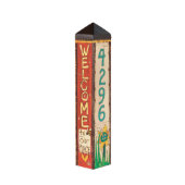 Colorful Hand-painted Sunflower Address Pole (Back)
