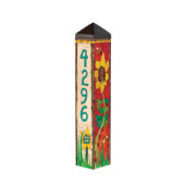 Colorful Hand-painted Sunflower Address Pole (Front)