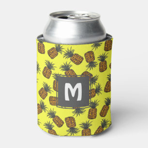 colorful hand painted tropical pineapple pattern can cooler
