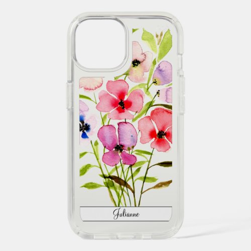 Colorful Hand Painted Watercolor Wildflowers iPhone 15 Case