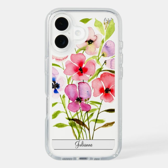 Colorful Hand Painted Watercolor Wildflowers Speck iPhone Case (Front)