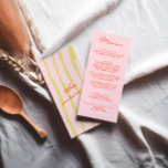 Colorful Hand Written Painted Pinstripes Wedding Menu<br><div class="desc">A colorful retro funky modern pink and orange and green written menu . And hand drawn green pinstripes on the back . Perfect and matching with the whole suite. wedding dinner menu. Which features chic template design of boho vintage pink background and orange typography.</div>