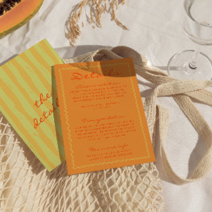 Colorful Hand Written Pinstripes Wedding Details Enclosure Card