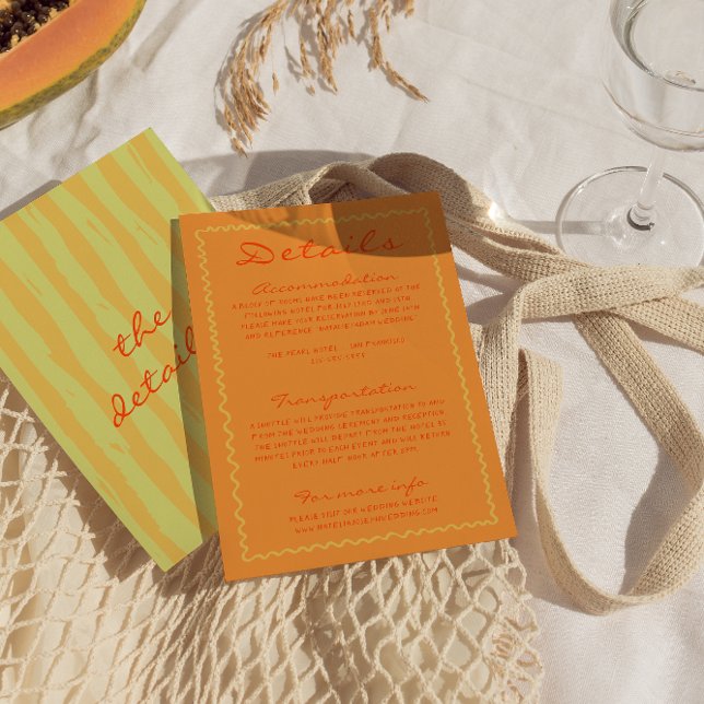 Colorful Hand Written Pinstripes Wedding Details  Enclosure Card (Creator Uploaded)