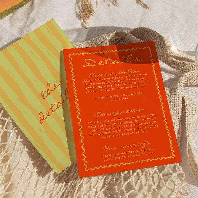 Colorful Hand Written Pinstripes Wedding Details  Enclosure Card (Creator Uploaded)
