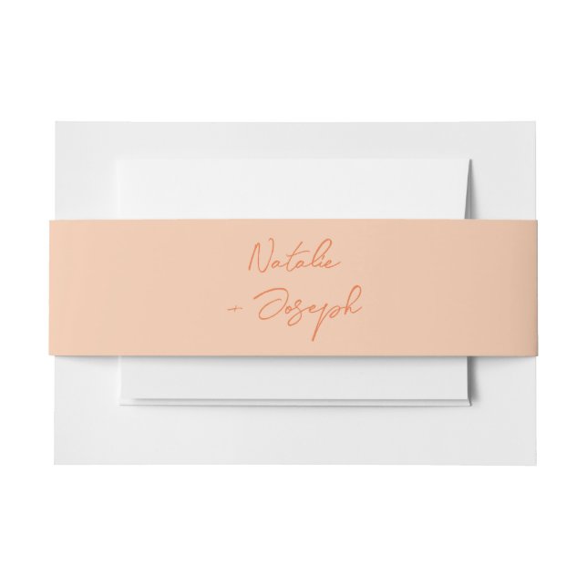 Colorful Hand Written Retro Calligraphy Wedding  Invitation Belly Band (Front Example)