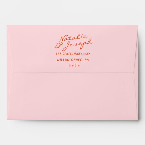 Colorful Hand Written Whimsical Retro Wedding Envelope