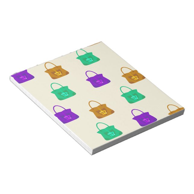 Colorful handbags pattern notepad (Angled)