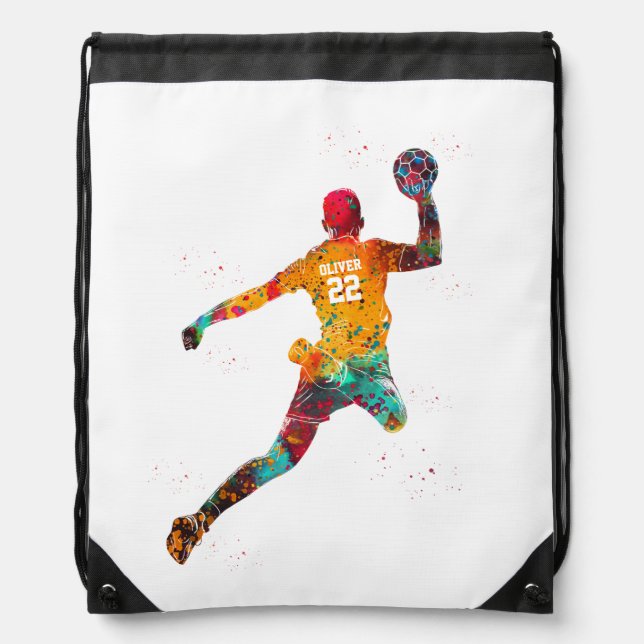 Colorful Handball Player Drawstring Bag (Front)