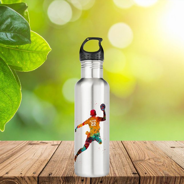 Colorful Handball Player Stainless Steel Water Bottle (Creator Uploaded)