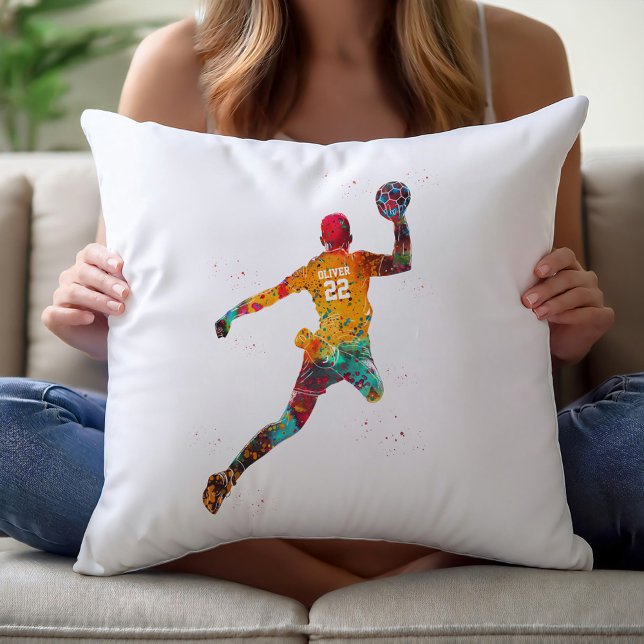 Colorful Handball Player Throw Pillow (Creator Uploaded)