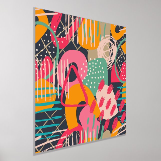 Colorful HandDrawnContemporary  Grunge Art 1 Foil Prints (Laydown)