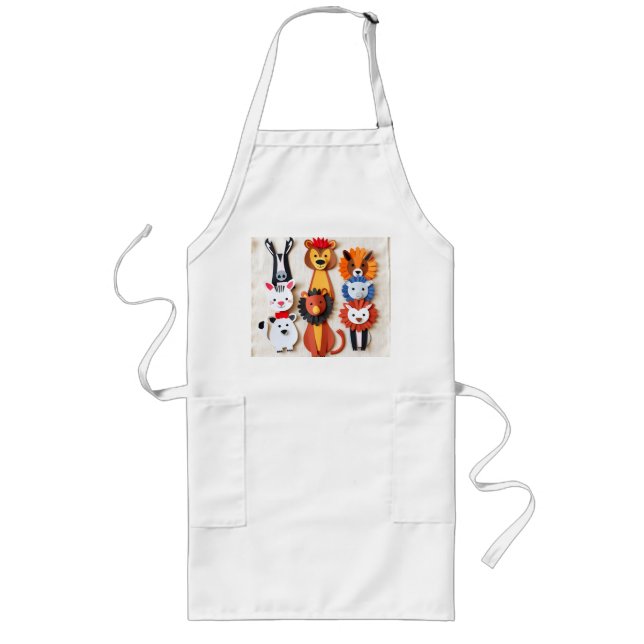 Colorful Handmade Paper Wild Animals Long Apron (Front)