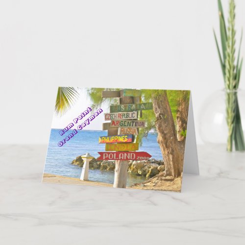 COLORFUL HANDMADE SIGNS AT RUM POINT GRAND CAYMAN CARD
