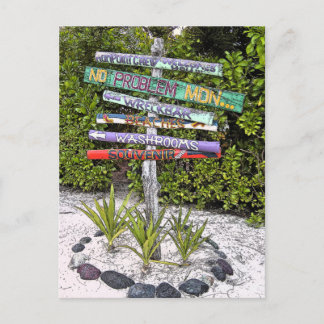 COLORFUL HANDMADE WOODEN SIGNS /RUM PT., GR.CAYMAN POSTCARD