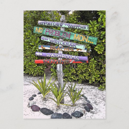 COLORFUL HANDMADE WOODEN SIGNS RUM PT GRCAYMAN POSTCARD