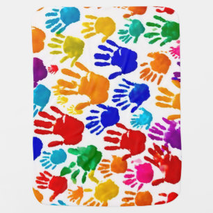 Colorful HandPrint Baby Blanket
