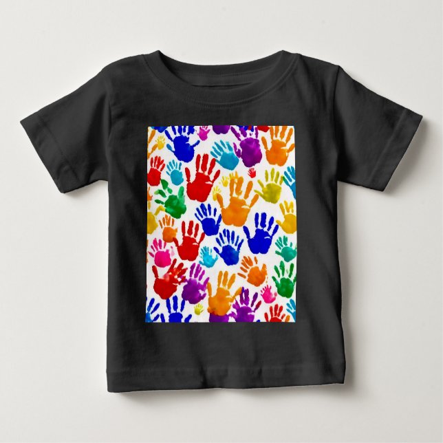 Colorful HandPrint  Baby T-Shirt (Front)
