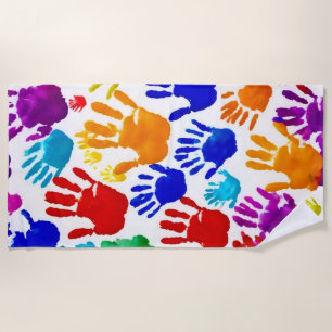 Colorful HandPrint Beach Towel
