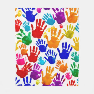 Colorful HandPrint Fleece Blanket