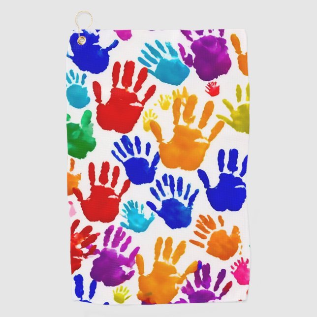 Colorful HandPrint Golf Towel (Front)
