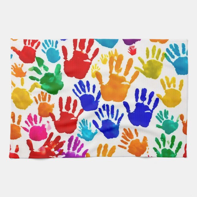 Colorful HandPrint Kitchen Towel (Horizontal)