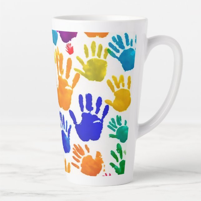 Colorful HandPrint Latte Mug (Right)