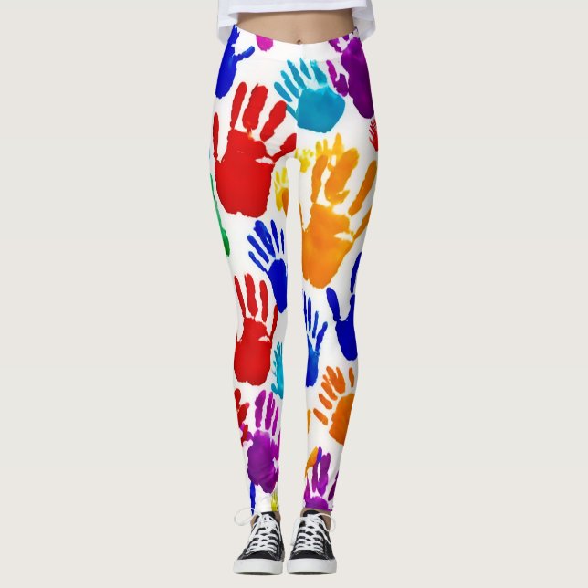 Colorful HandPrint Leggings (Front)