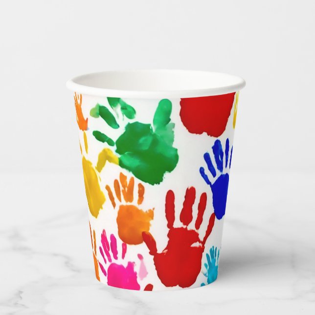 Colorful HandPrint Paper Cups (Front)