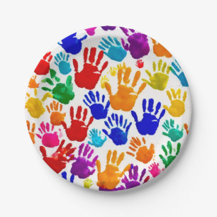 Colorful HandPrint Paper Plates