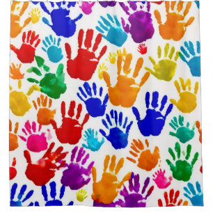 Colorful HandPrint Shower Curtain