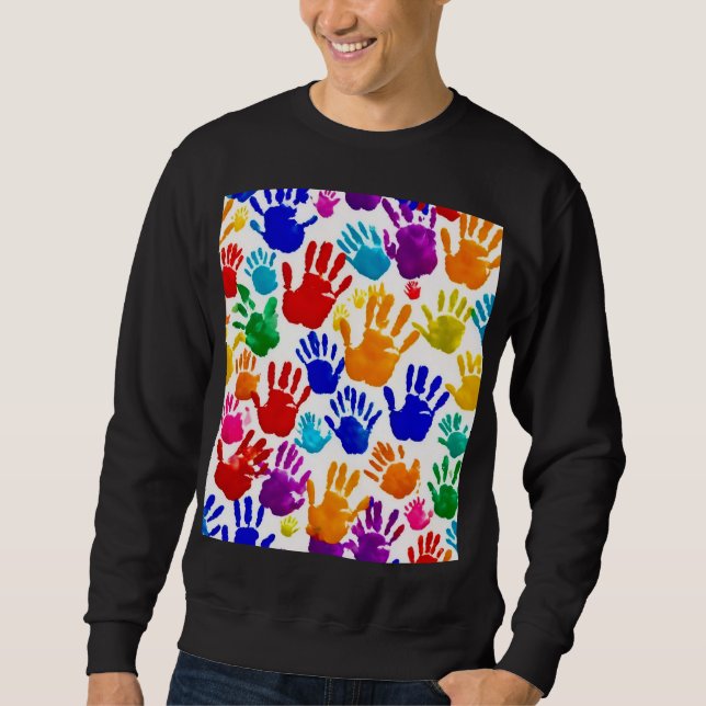 Colorful HandPrint  Sweatshirt (Front)