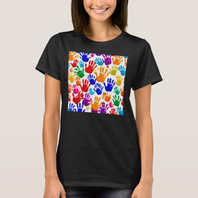 Colorful HandPrint  T-Shirt (Front)