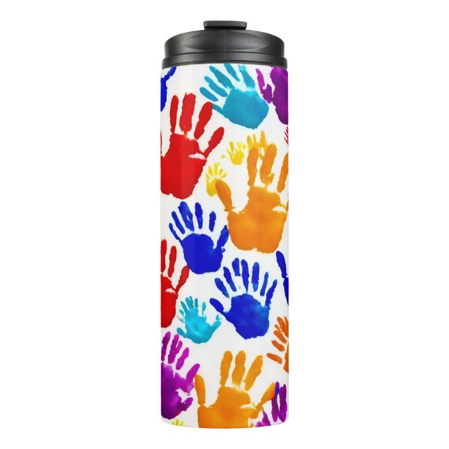 Colorful HandPrint Thermal Tumbler (Front)
