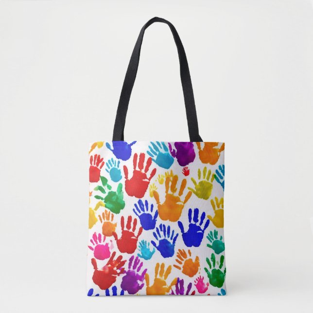 Colorful HandPrint Tote Bag (Front)