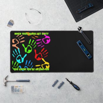 Colorful Handprints Desk Table Protector Mat by EDDESIGNS at Zazzle