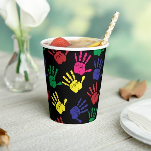 Colorful Handprints Napkins Paper Cups