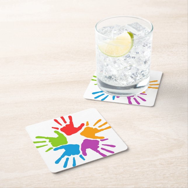 Colorful Hand's Paper Coaster (Insitu)