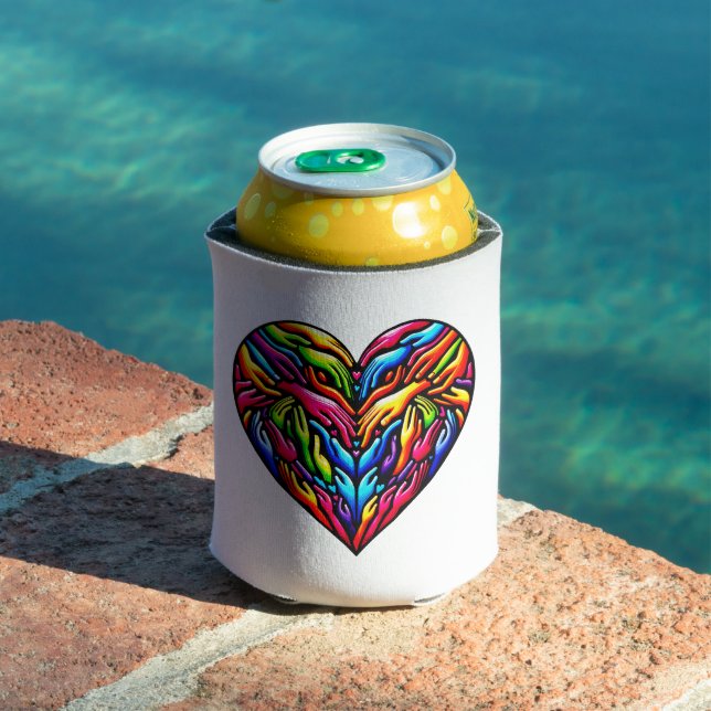 Colorful Hands Unity Heart - Inclusivity Art Can Cooler (In Situ Pool)
