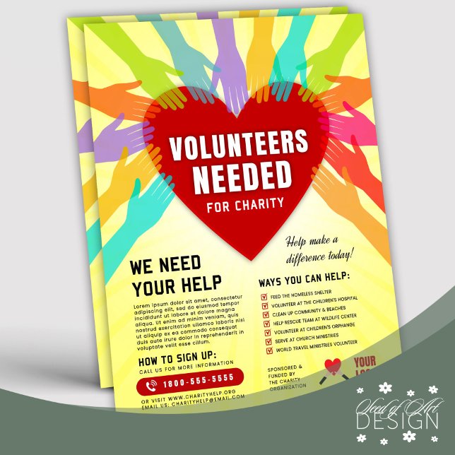 Colorful Hands Volunteers Needed For Charity Ad Flyer (Creator Uploaded)